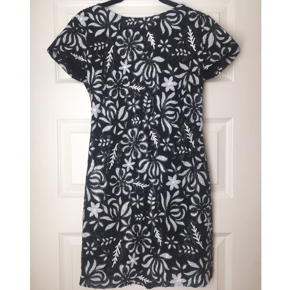 Black and white sequin dress